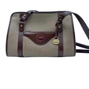 Vintage Dooney & Bourke All-Weather Leather Satchel Brown/Taupe With Adjustable